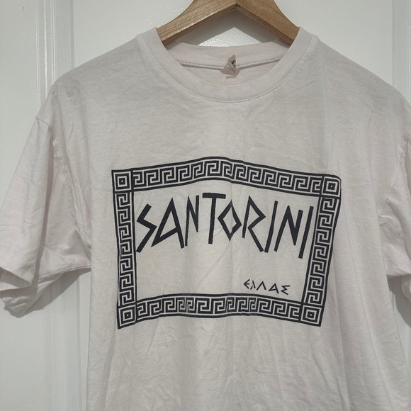 Santorini Greece Graphic Tee White Size Medium Cotton Short Sleeve Shirt - Picture 2 of 5